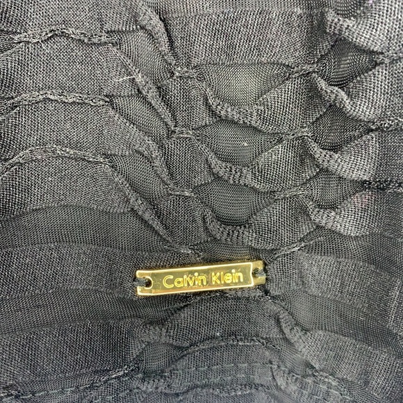 Calvin Klein Black Scoop Neck Stretch Textured Short Sleeve Shirt sz L - Picture 9 of 13